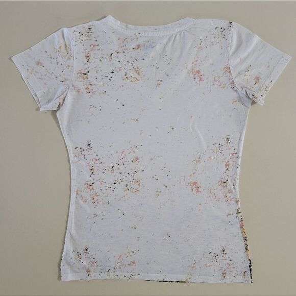 G.H. Bass Women's Ivory Floral V-neck Short Sleeve Tee - Picture 10 of 10